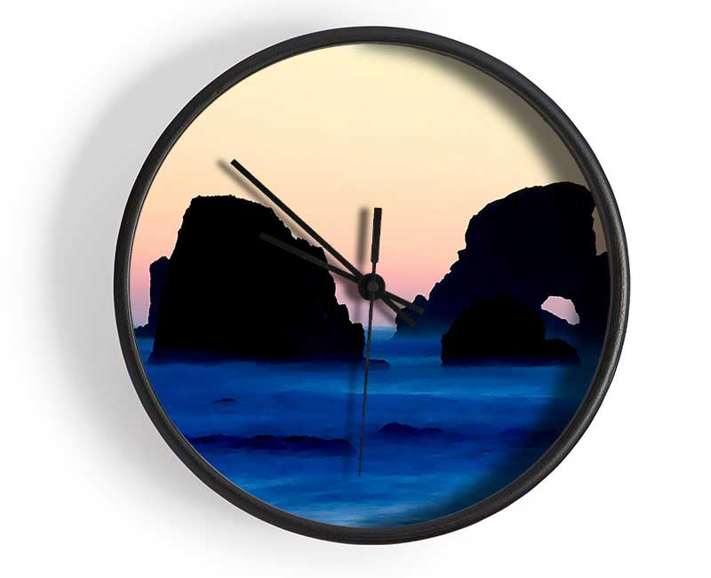 Peach Ocean Rocks Clock - Wallart-Direct UK