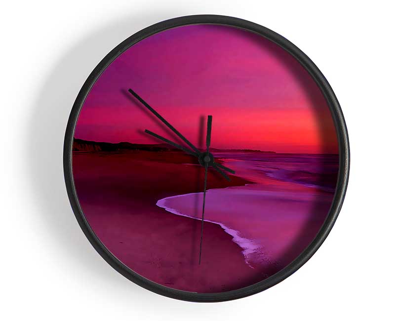 Pink Ocean Shore Clock - Wallart-Direct UK