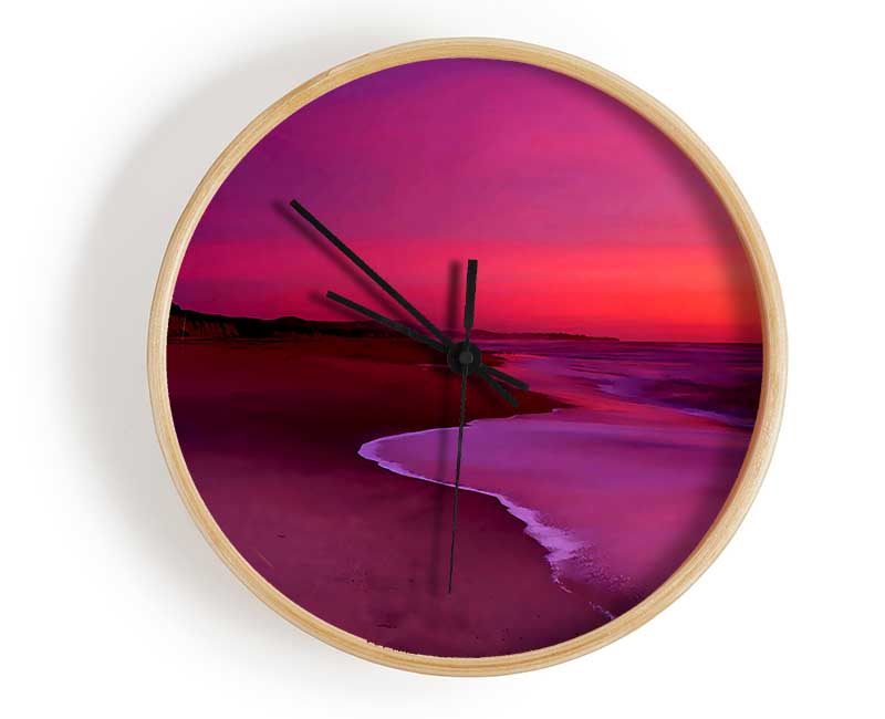 Pink Ocean Shore Clock - Wallart-Direct UK