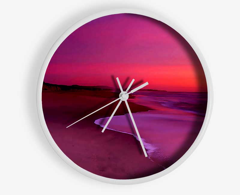 Pink Ocean Shore Clock - Wallart-Direct UK