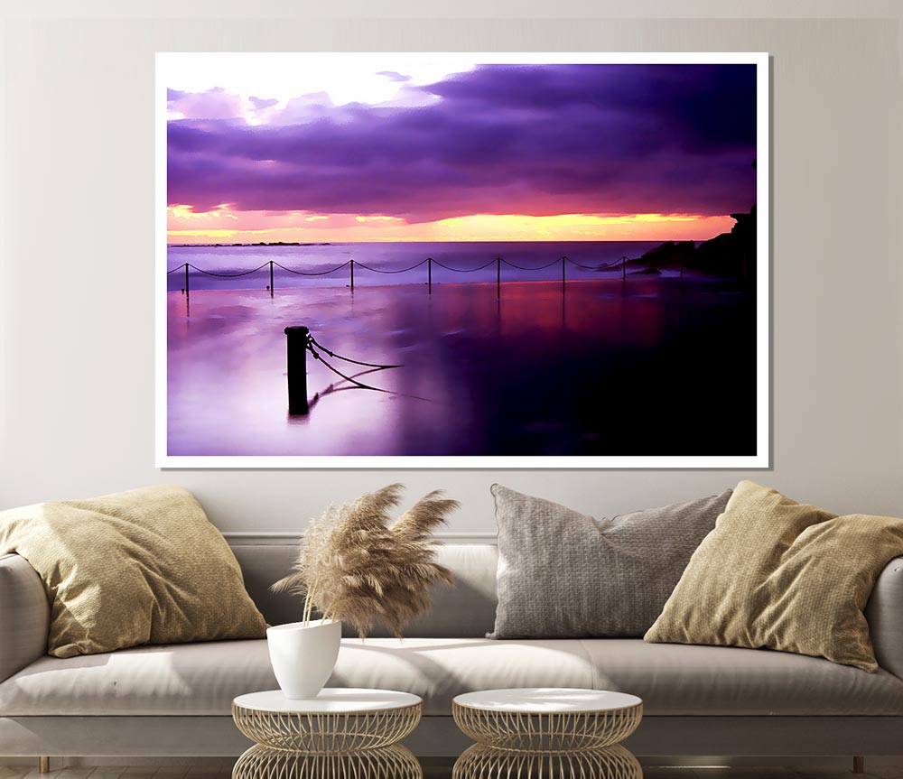 Calm Ocean Jetty Print Poster Wall Art