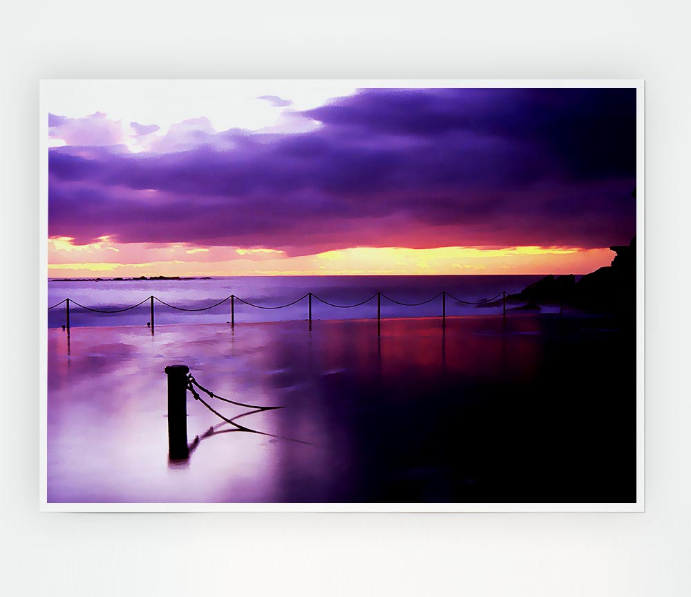 Calm Ocean Jetty Print Poster Wall Art