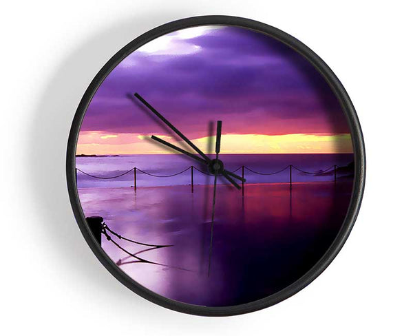 Calm Ocean Jetty Clock - Wallart-Direct UK