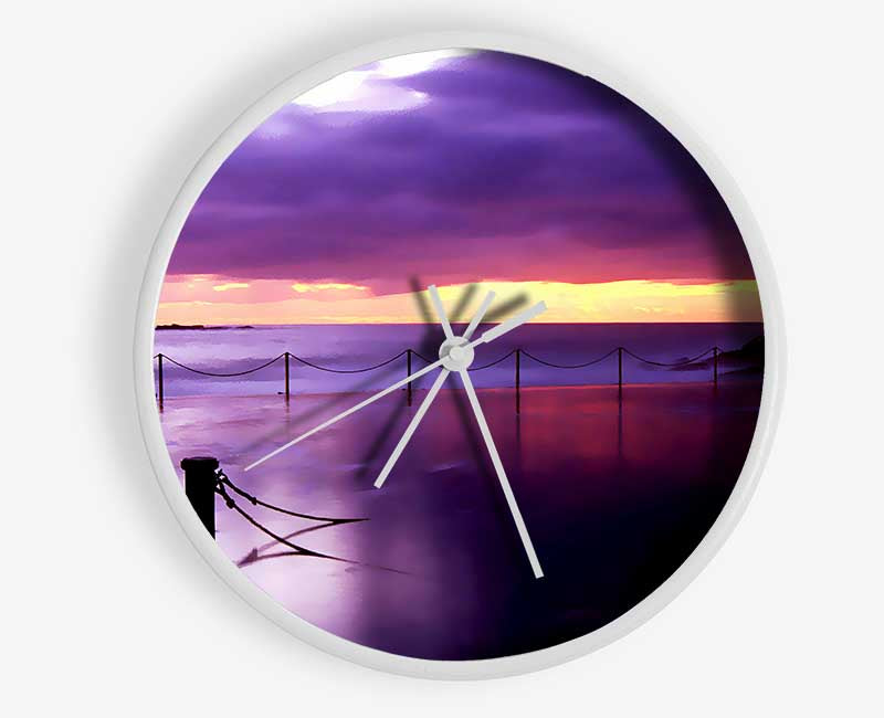 Calm Ocean Jetty Clock - Wallart-Direct UK