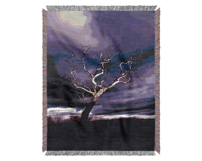 Stunning Purple Night Tree Woven Blanket