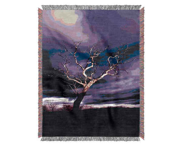 Stunning Purple Night Tree Woven Blanket