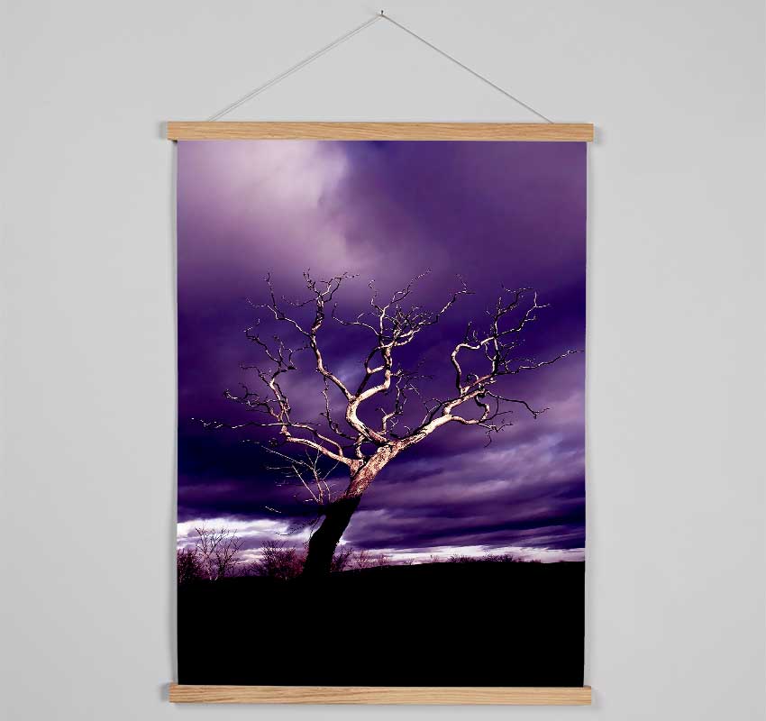 Stunning Purple Night Tree Hanging Poster - Wallart-Direct UK