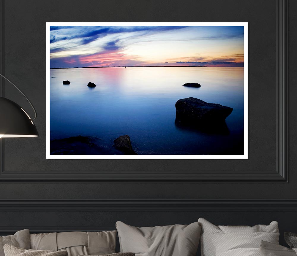 Tranquil Blue Calm Print Poster Wall Art