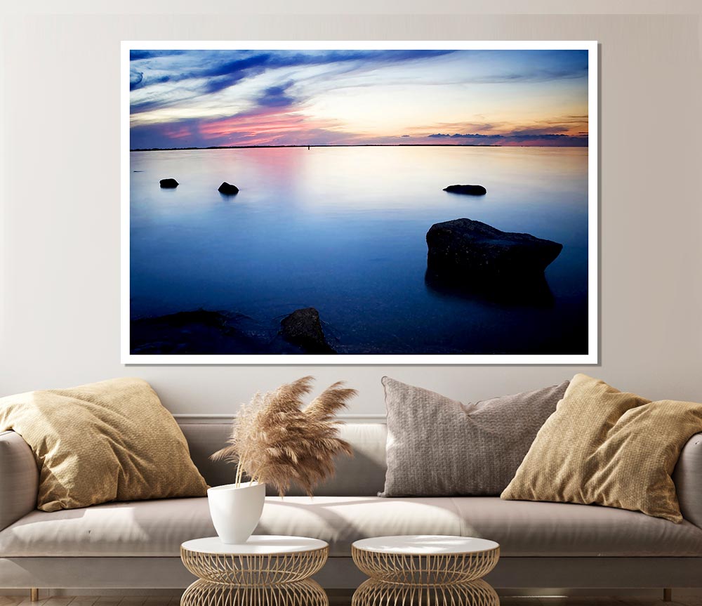 Tranquil Blue Calm Print Poster Wall Art