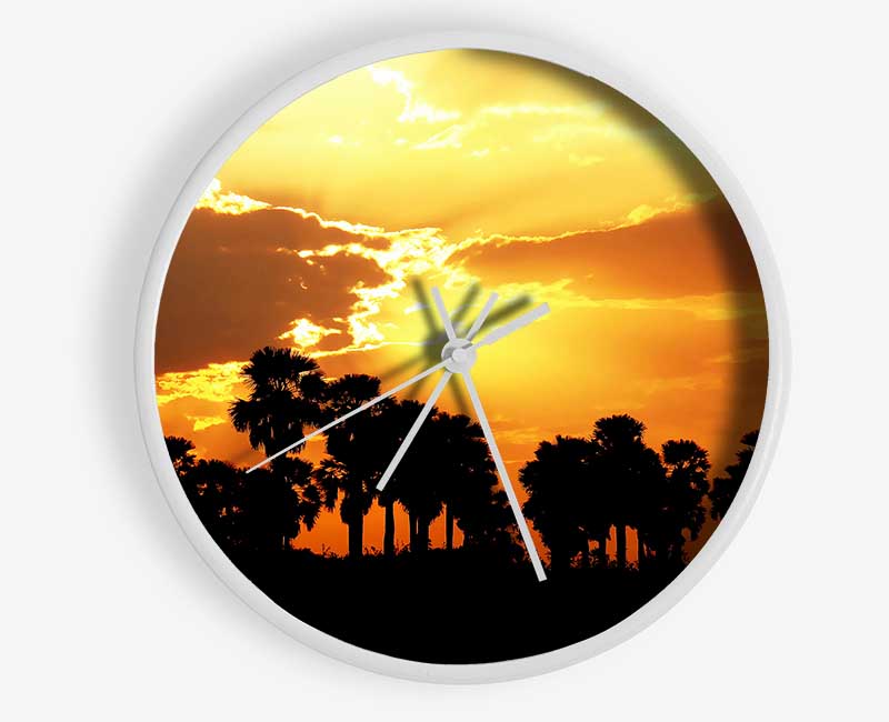 Orange Sun Clouds Clock - Wallart-Direct UK