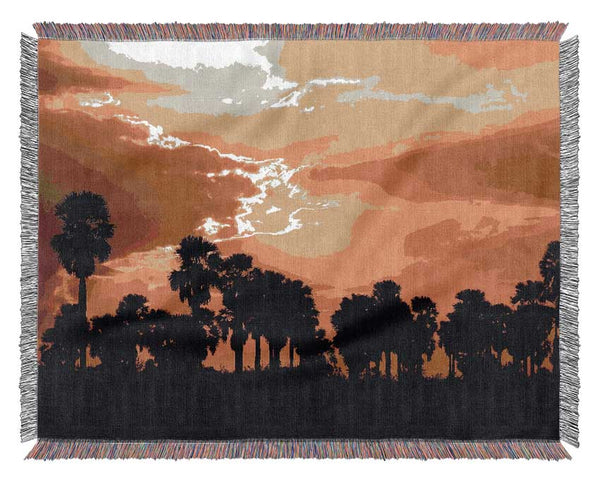 Orange Sun Clouds Woven Blanket