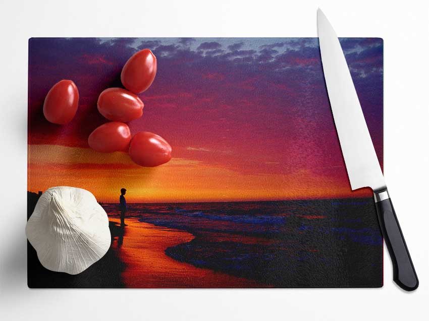 Red River Flows Glass Chopping Board