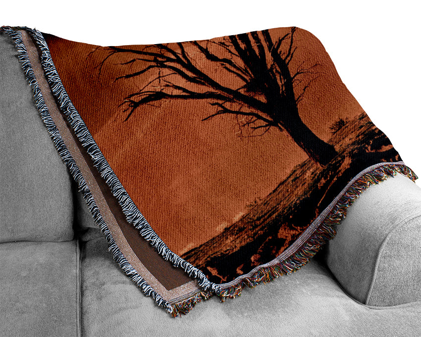 Red Desert Tree Woven Blanket