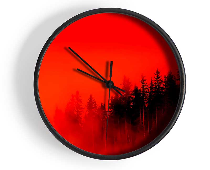 Red Mist Woodland Clock - Wallart-Direct UK