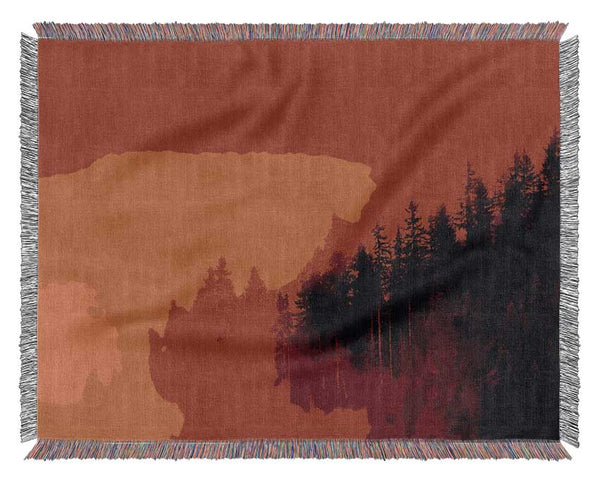 Red Mist Woodland Woven Blanket