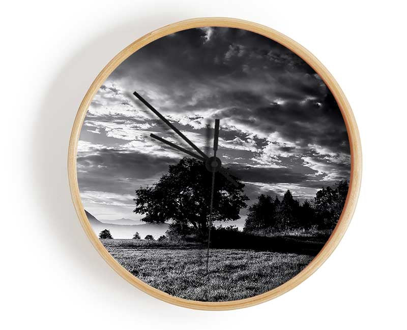 Countryside Retreat B n W Clock - Wallart-Direct UK