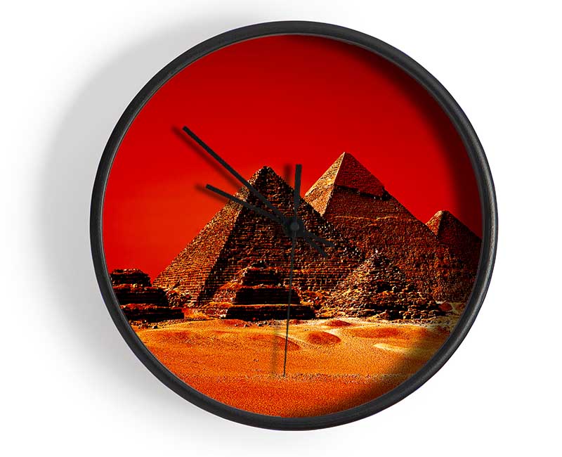 Red Pyramids Clock - Wallart-Direct UK