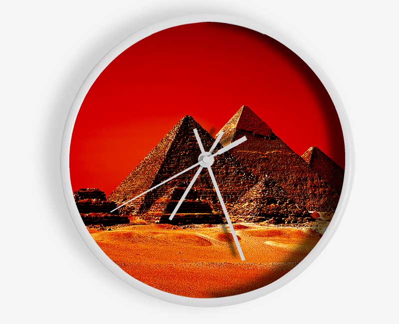 Red Pyramids Clock - Wallart-Direct UK