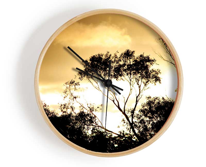 Golden Light Treetops Clock - Wallart-Direct UK