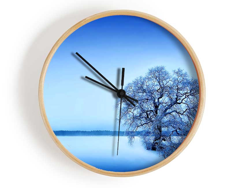 Blue Winter Tree Clock - Wallart-Direct UK