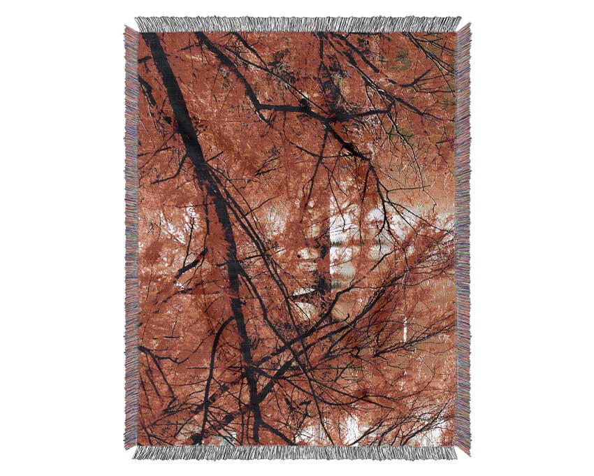 Red Autumn Trees Woven Blanket