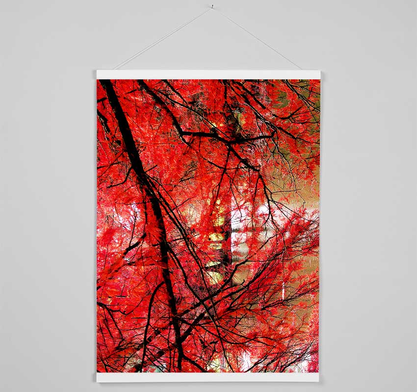 Red Autumn Trees Hanging Poster - Wallart-Direct UK