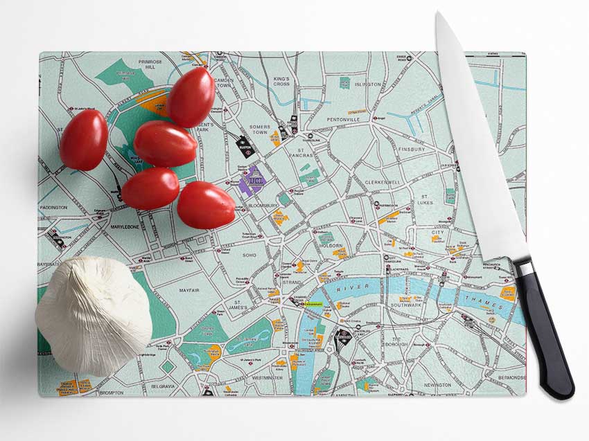 London Map Glass Chopping Board