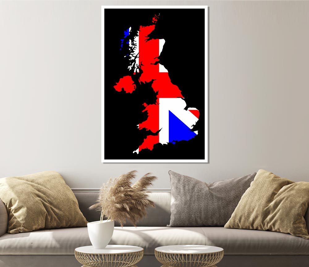 Britan Map Print Poster Wall Art