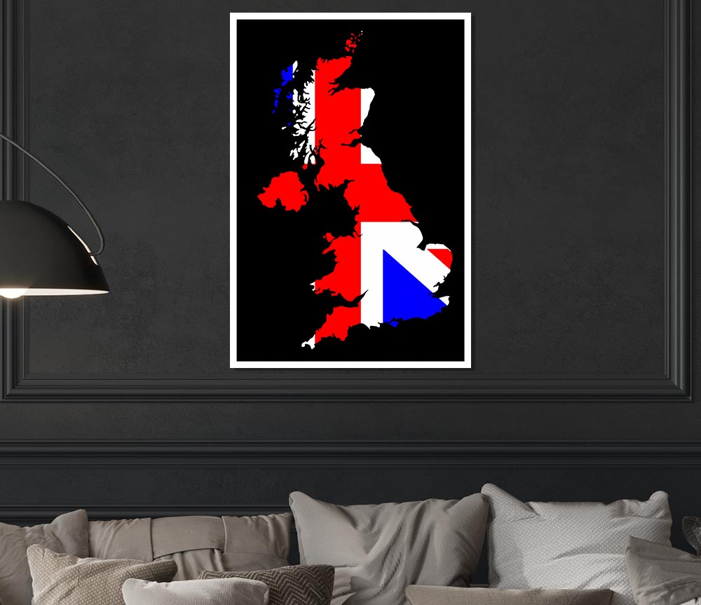 Britan Map Print Poster Wall Art