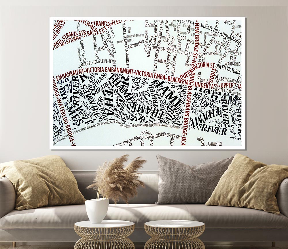 London River Thames Map Print Poster Wall Art