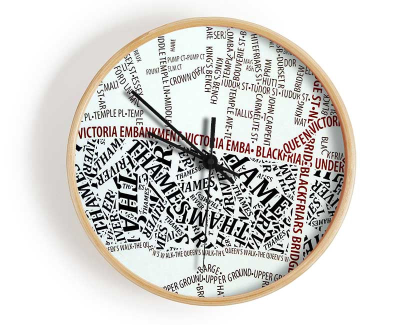 London River Thames Map Clock - Wallart-Direct UK