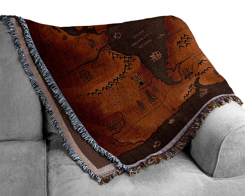 Ancient World Map Woven Blanket