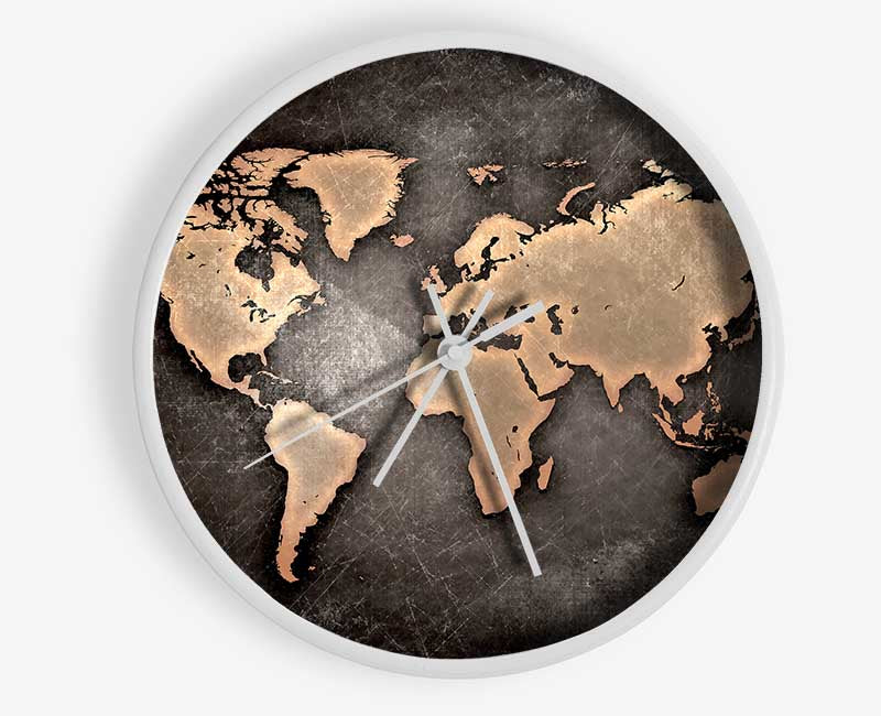 Grunge World Map Clock - Wallart-Direct UK