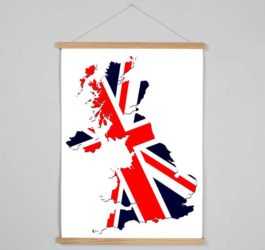 Map Of Britain Flag Hanging Poster - Wallart-Direct UK