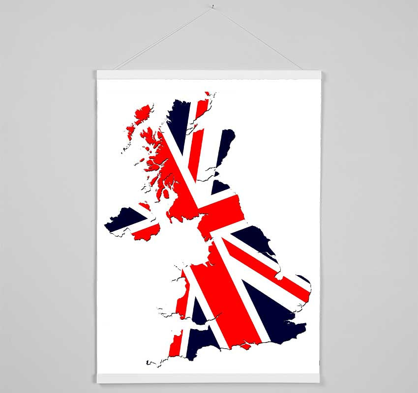 Map Of Britain Flag Hanging Poster - Wallart-Direct UK