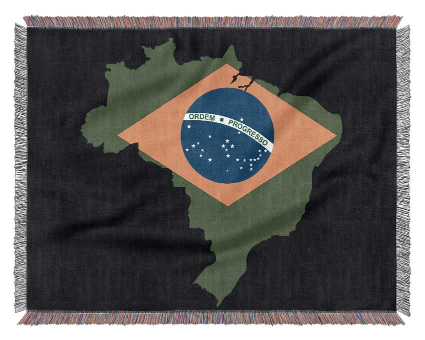 Brazillian Flag Map Woven Blanket