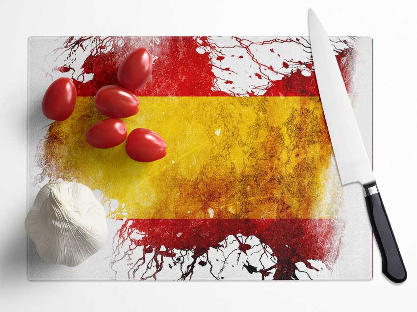 Spanish Colours Map Glass Chopping Board