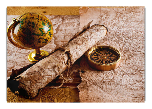 Old Maps And Compass With Globe