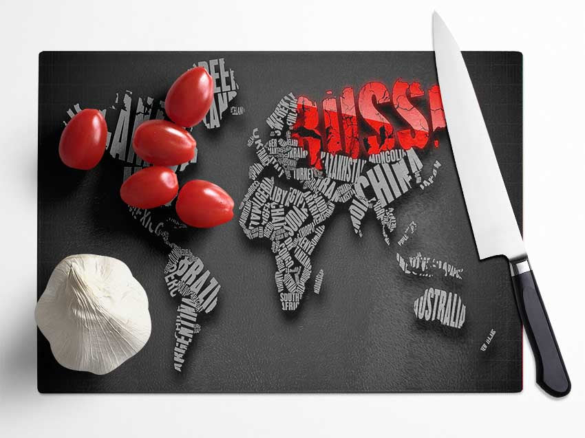 Russia World Maps Glass Chopping Board