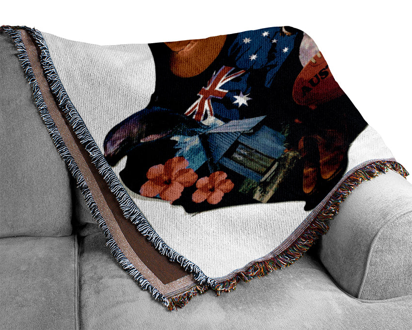 Australia Map Of Images Woven Blanket