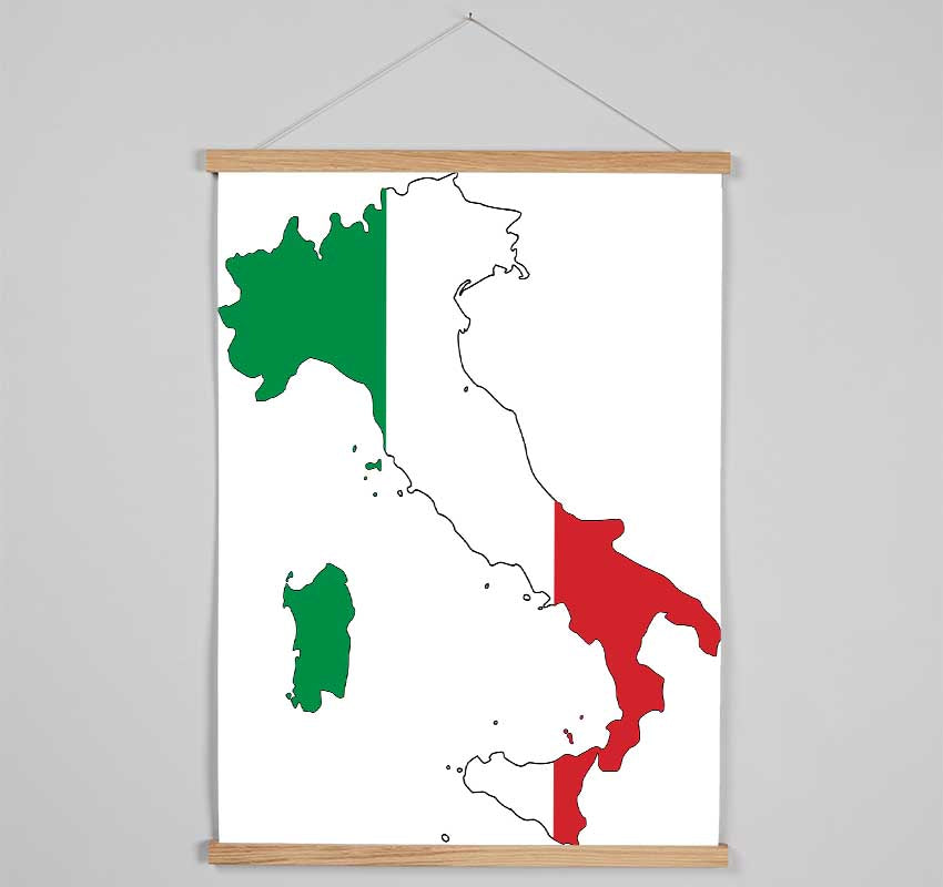 Italy Flag Map Hanging Poster - Wallart-Direct UK