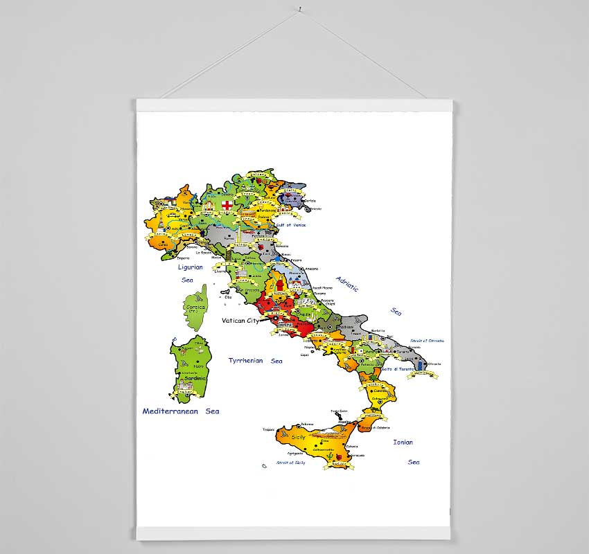 Travel Map Of Italy Hanging Poster - Wallart-Direct UK