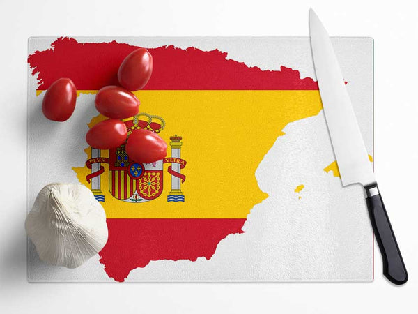 Spainish Flag Map Glass Chopping Board