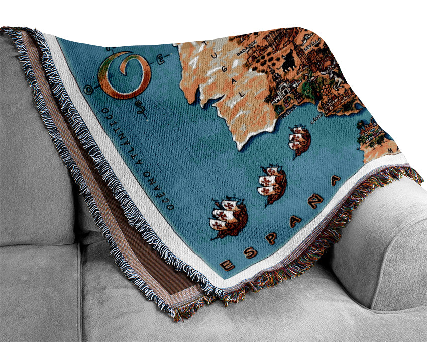 Spanish Map Woven Blanket