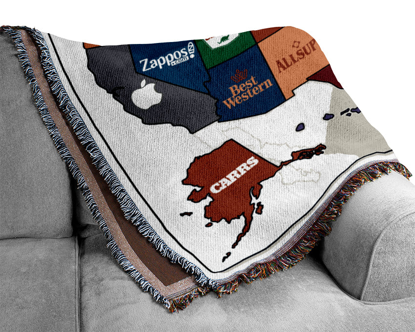 United Corporations Of America Map Woven Blanket