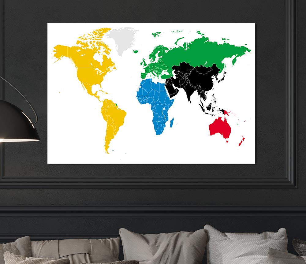 Colours Of The World Map Print Poster Wall Art