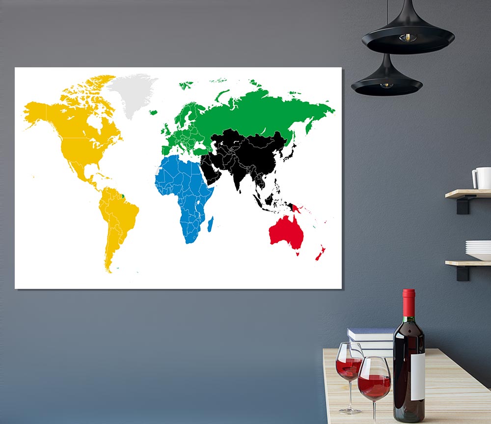 Colours Of The World Map Print Poster Wall Art