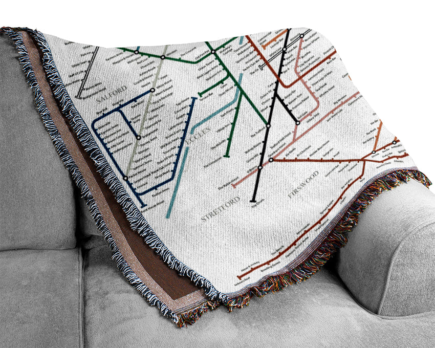 Manchester Pub Tube Map Woven Blanket