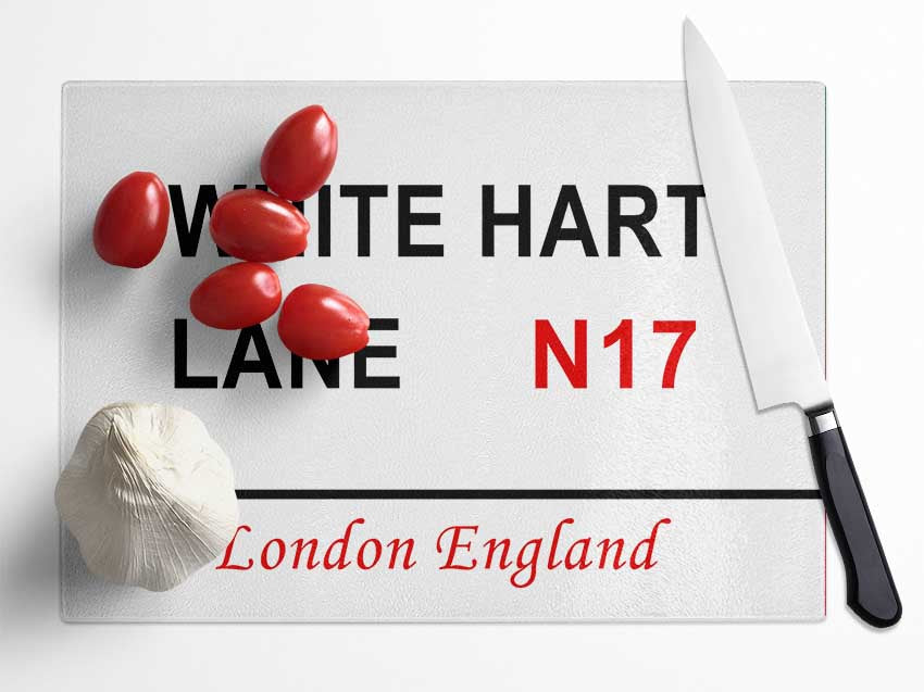 White Hart Lane Signs Glass Chopping Board