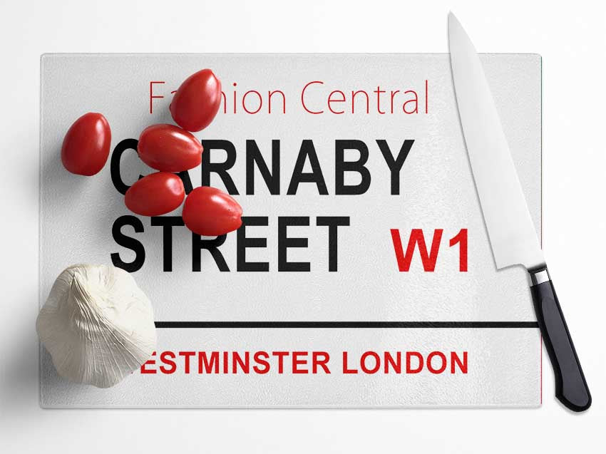 Carnaby Street Signs Glass Chopping Board